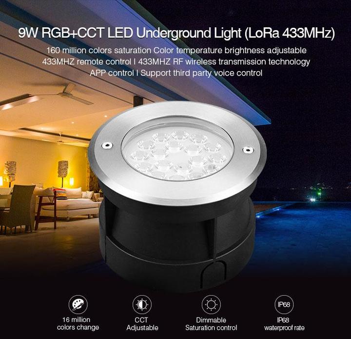 Produktbild Milight 9W Funk LED Bodeneinbauleuchte RGB+KW/WW 24V (600 lm, IP68)