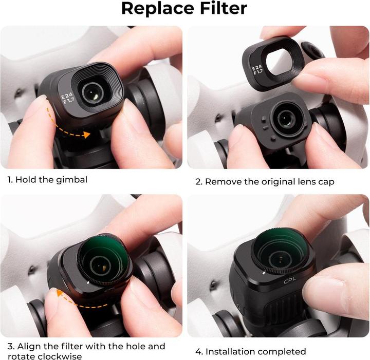 Actual product image K&F Concept 6pcs Filter Kit, CPL+ND8+ND16+ND32+ND64+ND128, HD, Anti-Reflection Green Coating, Waterproof and Scr (Drone filters, DJI Mini 4 Pro)