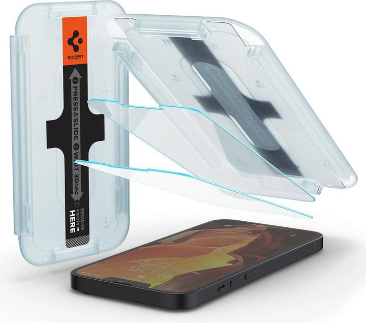 Immagine prodotto Spigen EZ FIT Protezione dello schermo in vetro temperato con cornice di montaggio Apple iPhone 13 Mini (2 Pezzo/i, Apple iPhone 13 mini)