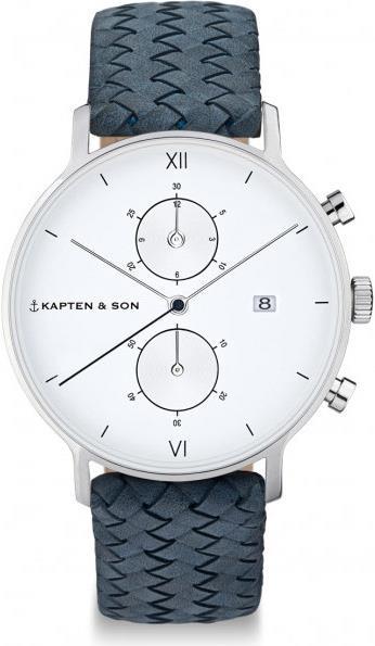 Actual product image Kapten & Son Chrono Silver Light Blue Woven Leather (Analogue wristwatch, 40 mm)