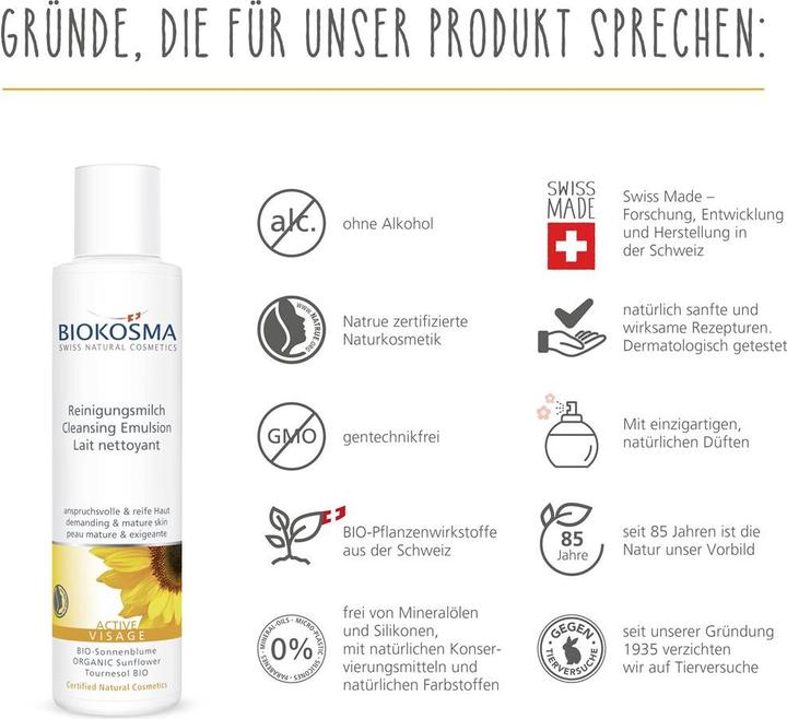 Image du produit Biokosma Visage actif (Lait nettoyant, 150 ml)