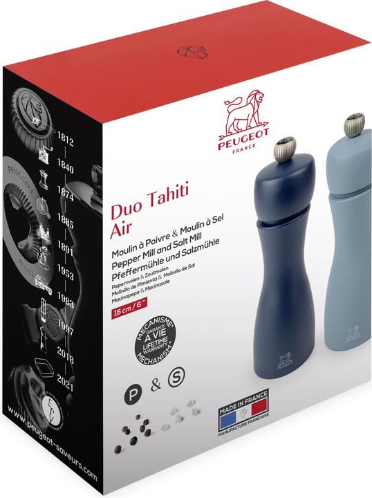 Productafbeelding Peugeot Pepermolen Zoutmolen TAHITI Duo Set 15 cm ELEMENTEN AIR (Peper, Zout)