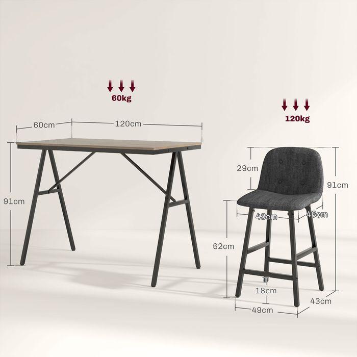 Produktbild Swisshandel24 Bartisch mit Barhocker Set, 5-teilig Essgruppe, Küchentisch, Bartisch Set, Braun (120 x 60 x 91 cm)