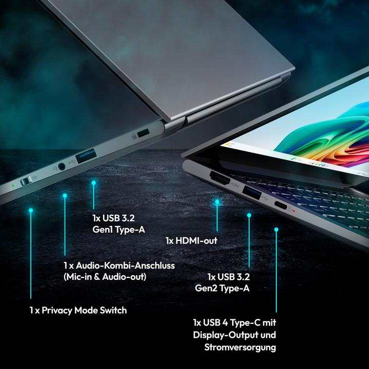 Image du produit Medion SPRCHRGD14 S1 ELITE 62637 - 14" 2,8K, Snapdragon X Elite X1E-78-100, 16GB RAM, 512GB SSD, Win (14", Snapdragon X Elite X1E-78-100, 16.38 Go, 512 Go)
