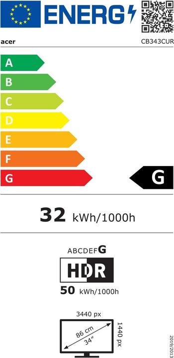 Energie-Label Acer Vero CB3 UM.CB3EE.003 (3440 x 1440 Pixel, 34")