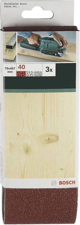 Produktbild Bosch Zubehör 3tlg. Schleifband-Set für Bandschleifer, rote Qualität K = 40 (40)