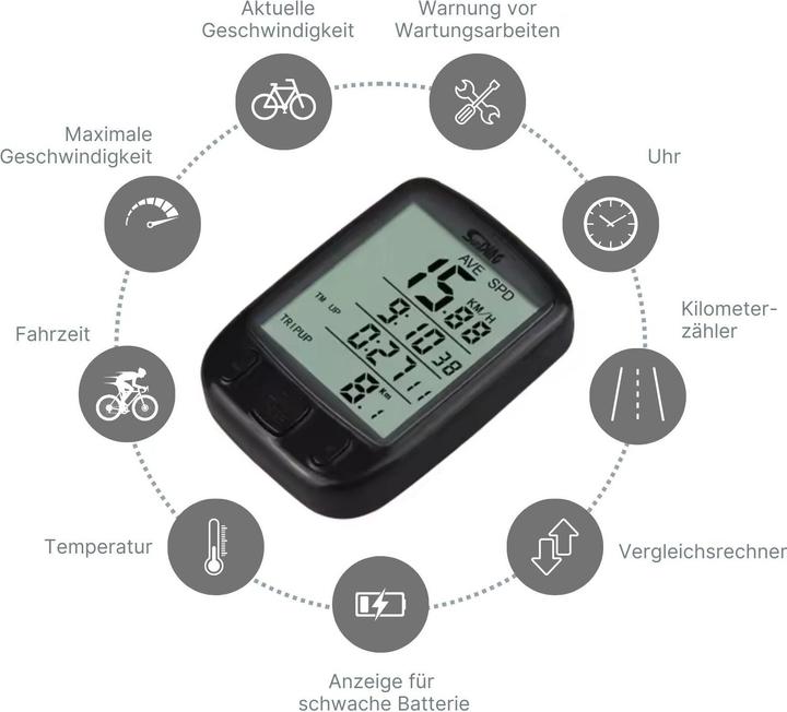 Produktbild Hermex Sunding Velocomputer Fahrradcomputer Fahrradtacho Bikecomputer