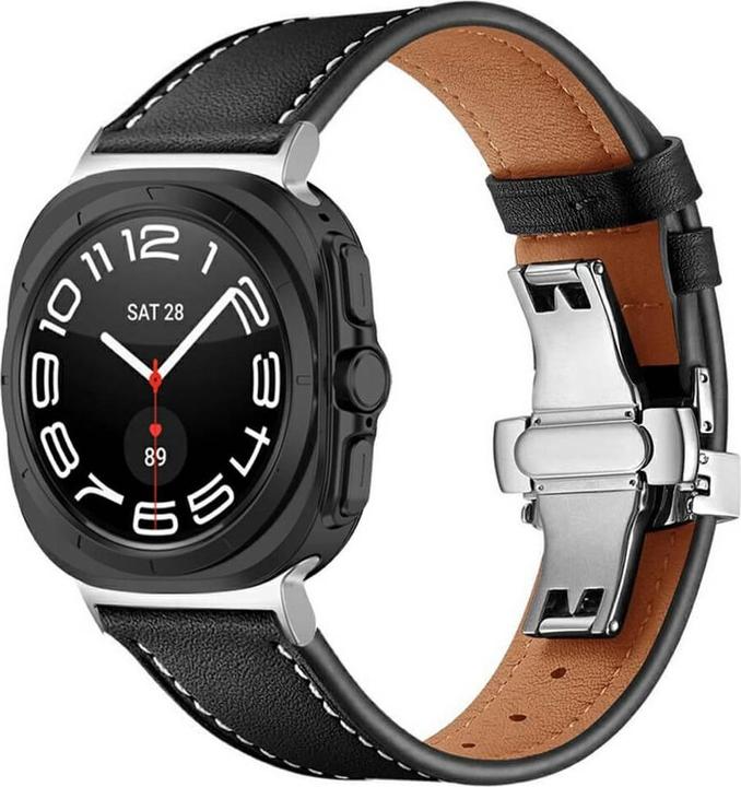 Cover-Discount Galaxy Watch Ultra (47mm) - Bracelet de remplacement en cuir avec boucle papillon (Cuir)