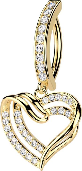 Star Piercing Banane klappbar vergoldet Schild Kristall silber Anhänger Herz (Messing, Chirurgenstahl 316L)
