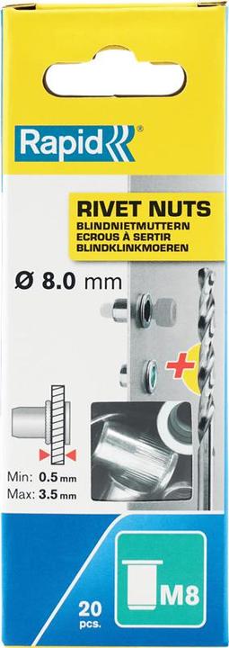 Actual product image Rapid M8 blind rivet nuts (M8)