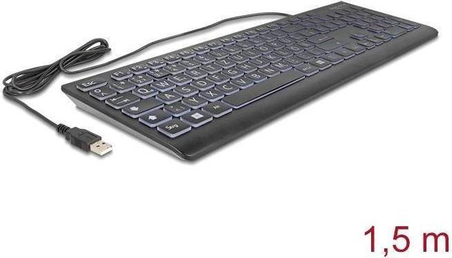 Produktbild Delock USB Tastatur kabelgebunden 1,5 m schwarz mit XXL Buch (DE, Kabelgebunden)
