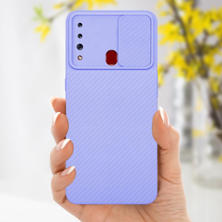 Productafbeelding Cadorabo Hoesje voor Samsung Galaxy A20s in TPU met camerabescherming LM009 Style (Samsung Galaxy A20)
