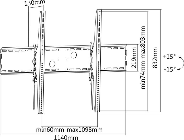 Produktbild equip 152,4cm 60Zoll-254cm 100Zoll Tilt Curved TV Wall Mount Bracket (Wand, 100", 100 kg)