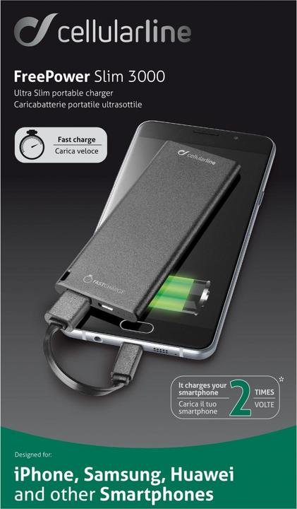 Immagine prodotto Cellularline Freepower Slim (3000 mAh, 10 W, 11.10 Wh)