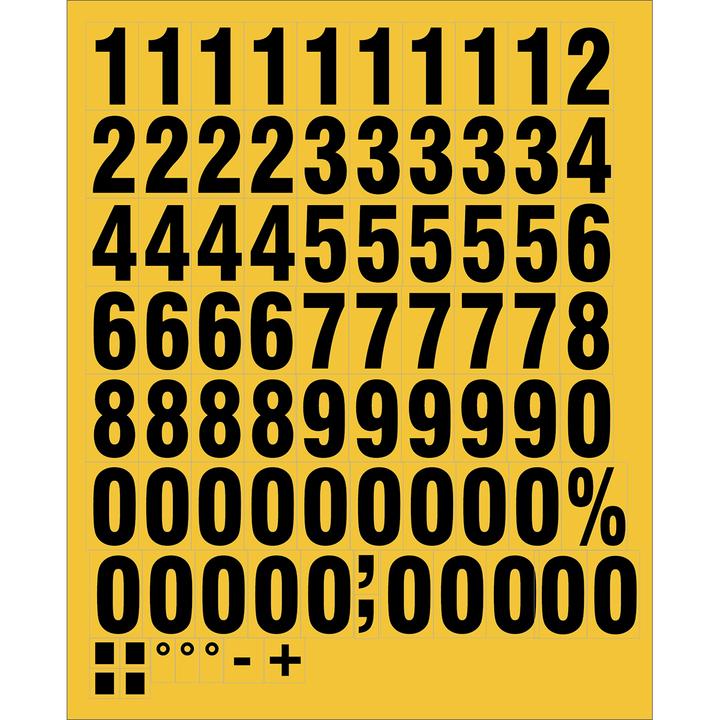 Image du produit Brady B-859, chiffres magnétiques sur feuille, noir sur jaune, set de 0 à 9, env. 43mm, hauteur des