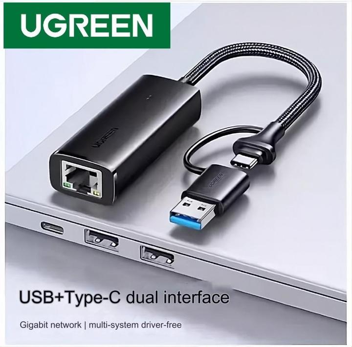 Actual product image Ugreen 15638 USB-C/USB-A Αντάπτορας Δικτύου για Ενσύρματη σύνδεση Ethernet