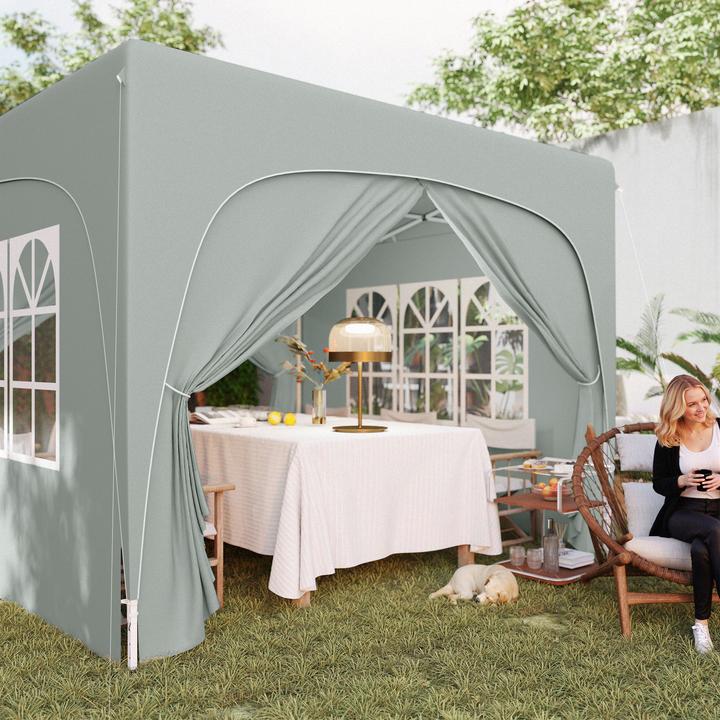 Produktbild Outsunny Pavillon Metall, Polyester Hellgrau (300 cm, 300 cm)