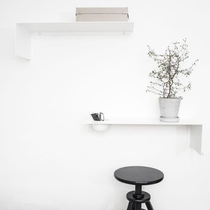 Image du produit Nichba Design Shelve01 Étagère murale avec bac à gauche (70 x 25 x 19 cm)