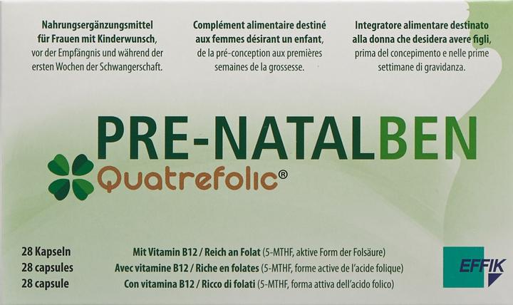 Nutritional values and ingredients Natalben Quatrefolic (28 Piece, Capsules, 28 g)