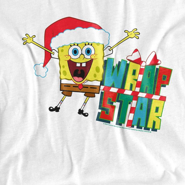 Immagine prodotto Spongebob Squarepants Wrap Star At Christmas Maglietta Uomo (M)