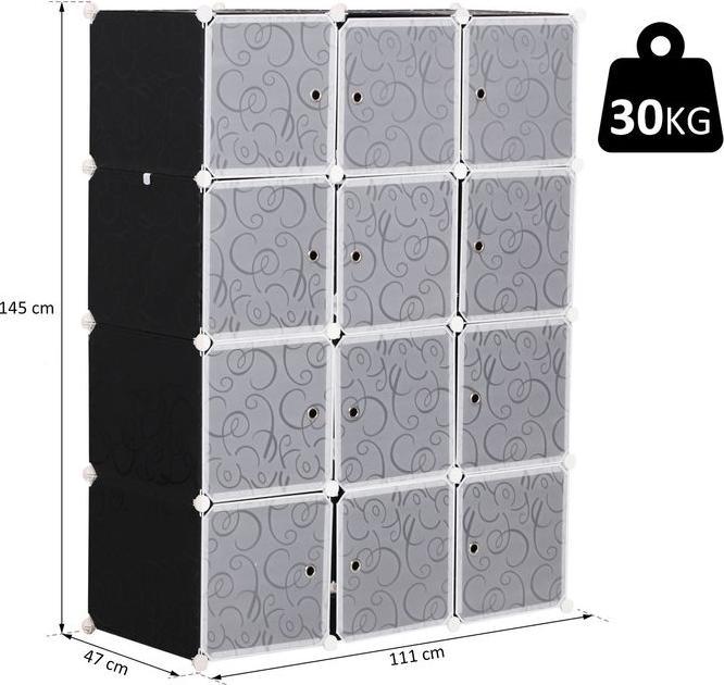 Produktbild Swisshandel24 Kleiderschrank DIY Garderobe Regalsystem Steckregal Würfel Garderobenschrank mit Kleiderstange 2 + 6 (111 x 47 x 145 cm)