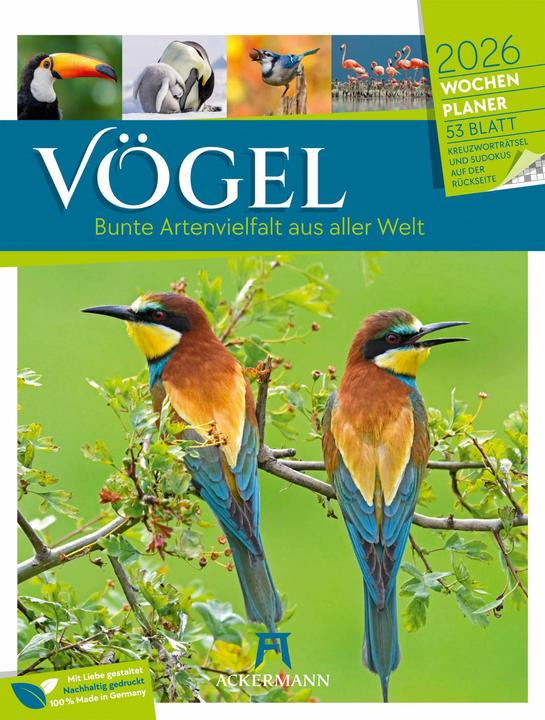 Vögel - Tier-Wochenplaner 2026 (25 x 33 cm, German)
