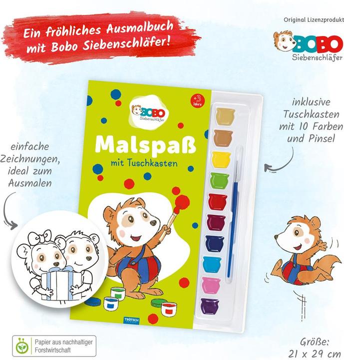 Produktbild Bobo Siebenschläfer Malspass mit Tuschkasten