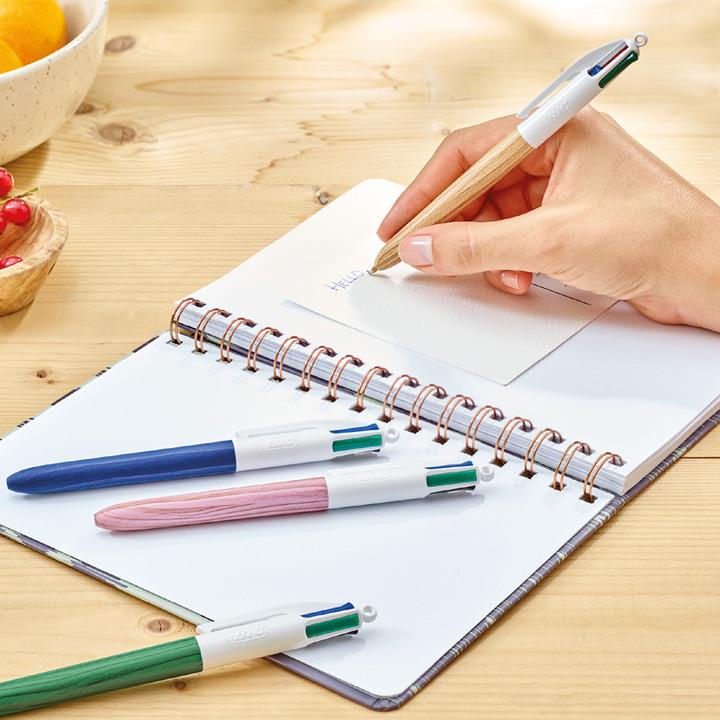 Actual product image Bic Retractable Ballpoint Pen 4 Colours Wood Style (Nature/white, 1 x)