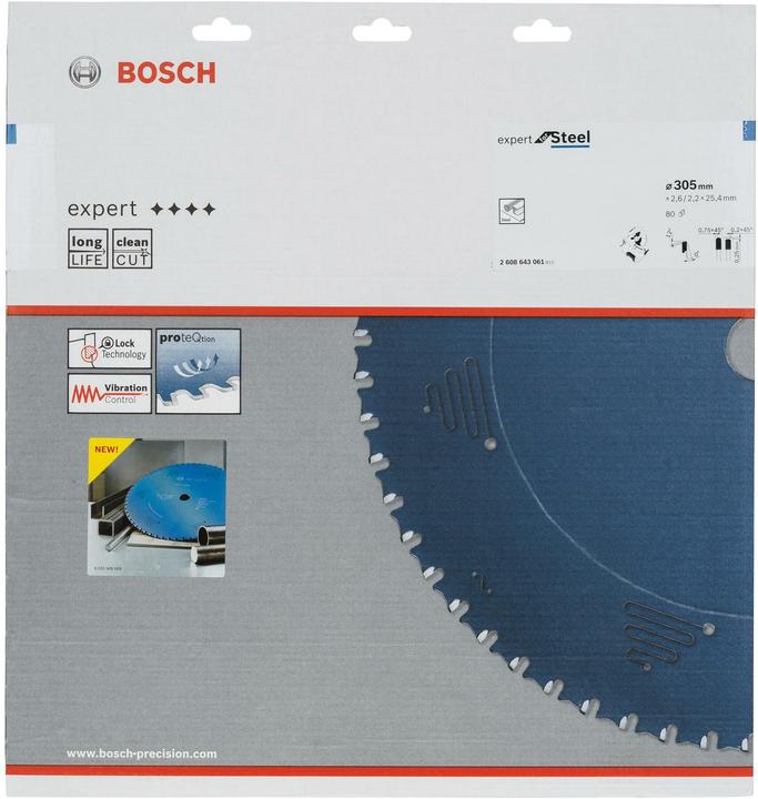 Produktbild Bosch Professional Zubehör Kreissägeblatt Expert for Steel, 305 x 25,4 x 2,6 mm, 80