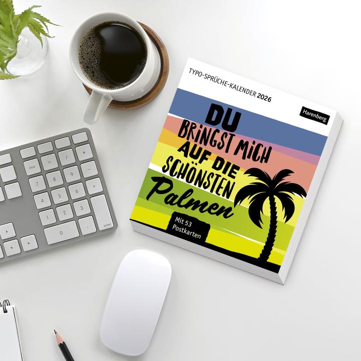 Produktbild Harenberg Typo-Sprüche-Kalender Postkartenkalender 2026 - Mit 53 Postkarten (Deutsch)