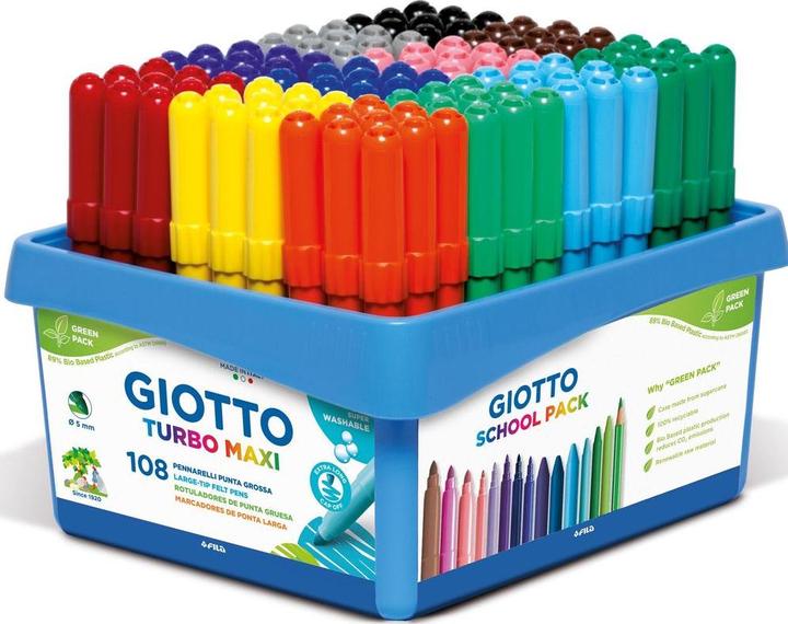 Produktbild Giotto Filzstift Turbo Color Maxi Schulset 108 Stück (Mehrfarbig, 108 x)