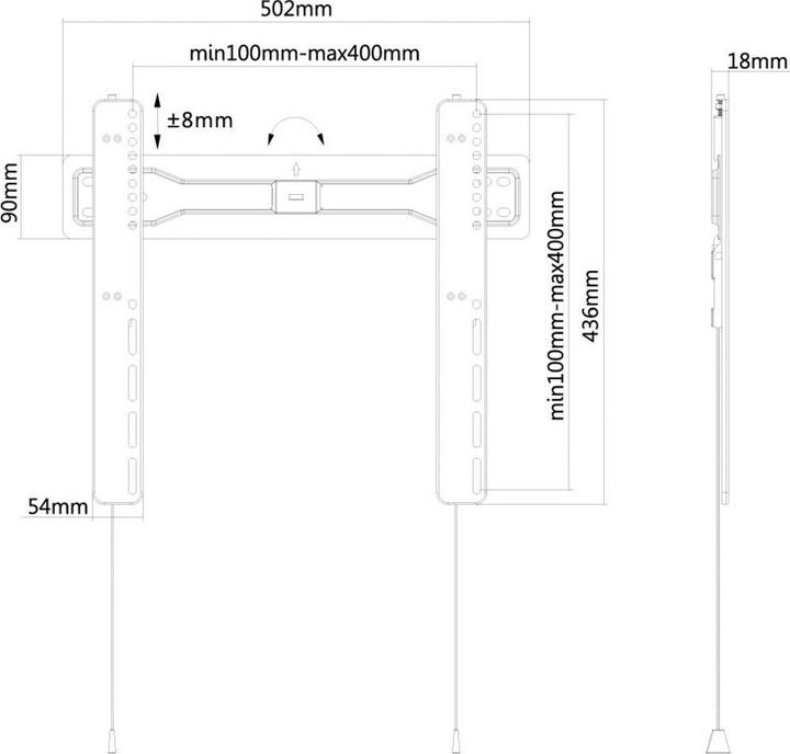 Actual product image Neomounts LED-W400BLACK (Wall, 55", 50 kg)