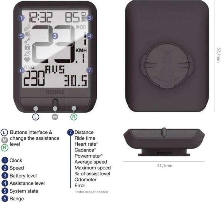 Produktbild Mahle drahtlose 3-tasten-anzeige ohne halterung pulsar one lcd ant+