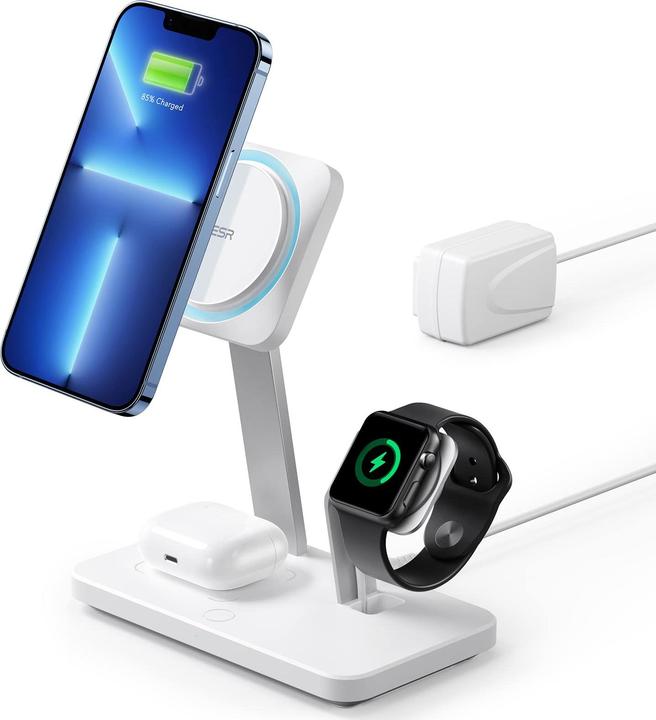 Produktbild ESR Kabelloses Ladegerät mit CryoBoost, 3in1 Magsafe, Weiss (15 W)