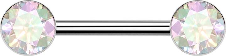 Produktbild Star Piercing Barbell Threadless silber mit zwei Halbkugeln silber Kristall multicolor (ohne Messing, Titan G23)
