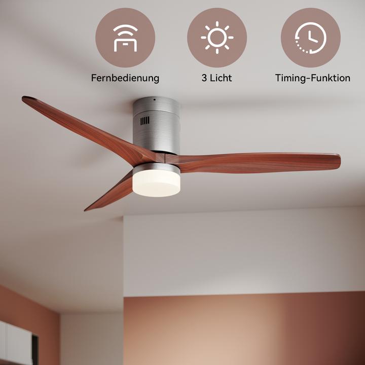 Actual product image SONNI 52 Zoll Deckenventilator mit Licht und Fernbedienung, 5 Geschwindigkeiten, 3 Farblichter, Glei