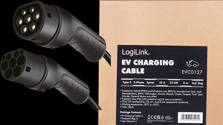 Productafbeelding LogiLink E-car oplaadkabel (Type 2, 22 kW, 32 A, 5 m)