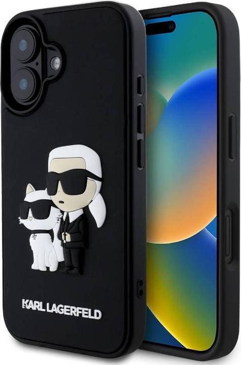 Actual product image Karl Lagerfeld 3D Rubber Karl and Choupette Case for iPhone 16 Black (Apple iPhone 16)