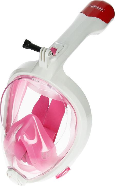 Caruba Vollgesichts Schnorchelmaske Swift faltbar + Action Cam Halterung (rosa L/XL)