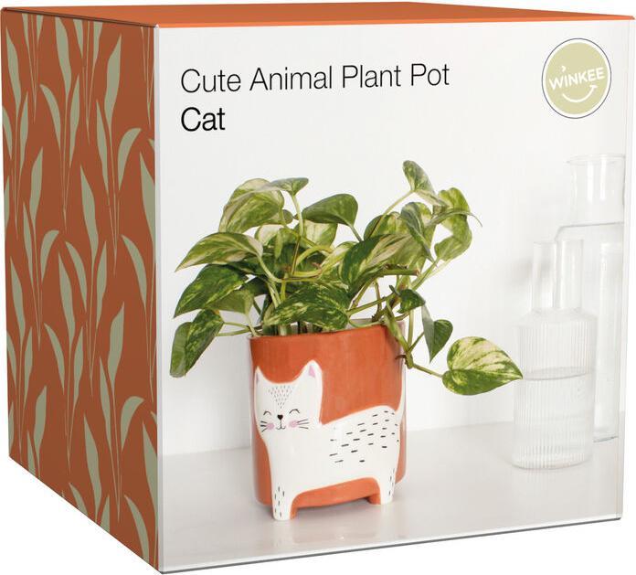 Actual product image Winkee Animal flower pot cat (14 cm)