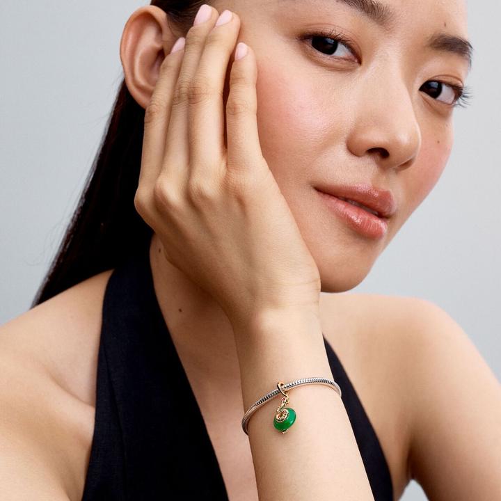 Produktbild Pandora Snake Green Murano Glass Dangle Charm (Metall, Vergoldet, Glas)