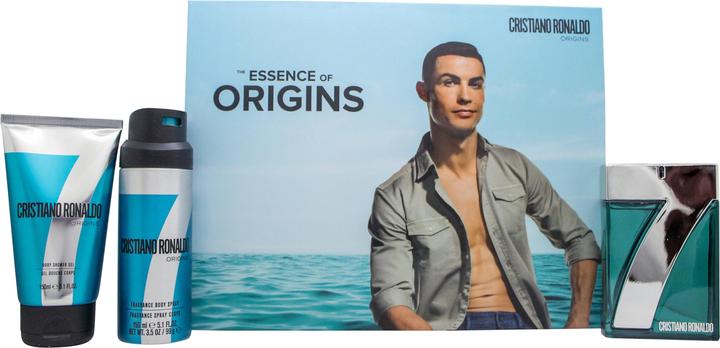 CR7 Cristiano Ronaldo Origins Gift Set 100ml EDT Spray + 150ml Shower Gel + 150ml Body Spray