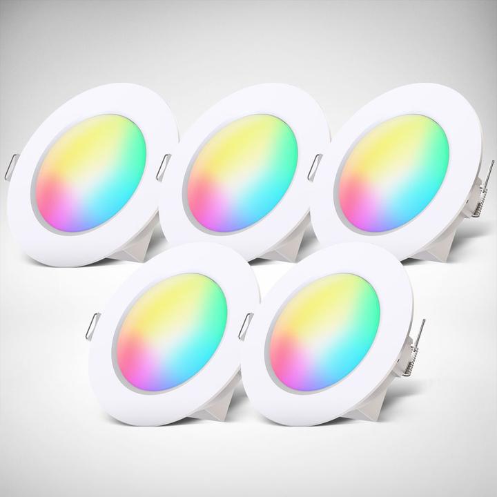 Produktbild B.K.Licht RGBW-LED Einbauleuchten, 5er-Set, weiss,5xLED 4,8W (450 lm)