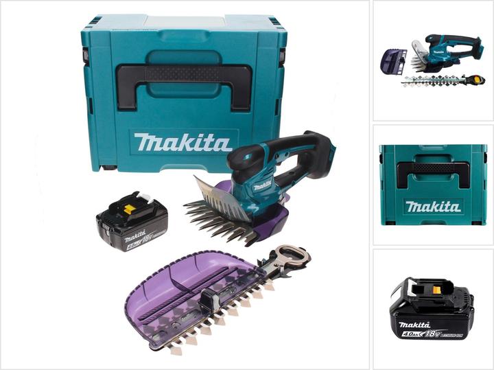 Actual product image Makita DUM 604 M1XJ Battery grass shears 18 V with grass and shrub shear blade + 1x battery 4.0 Ah + Makpac (Cordless hedgecutters)