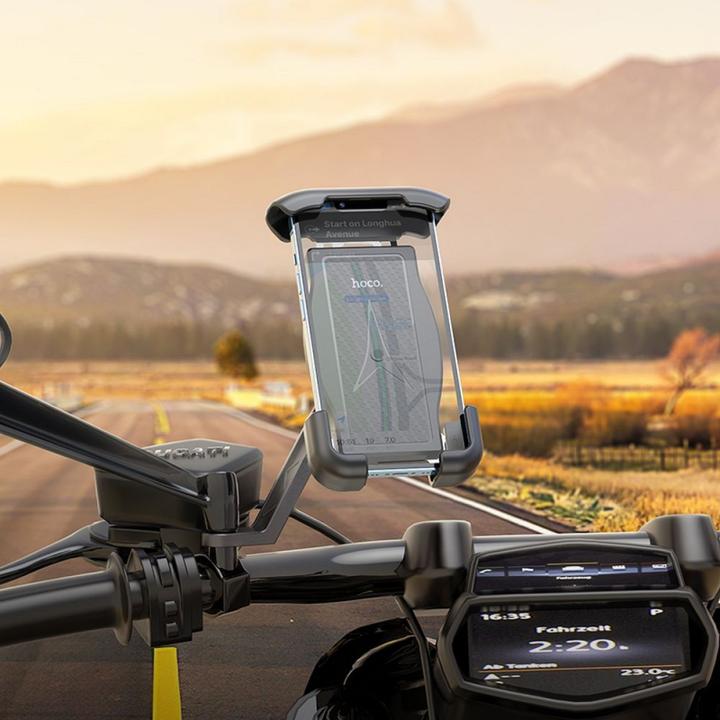 Productafbeelding Hoco - Motorcycle Holder (CA119) - Strong Grip, for Phones 4.5 - 7", for Rearview Mirror - Black