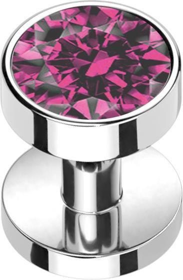 Star Piercing Skin Diver silber mit Kristall pink (Titan G23)