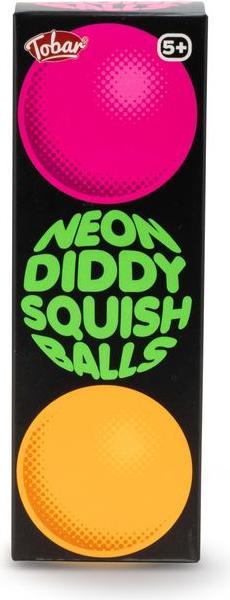 Tobar TOB Neon Diddy Squish Ball, paquet de 3, ast