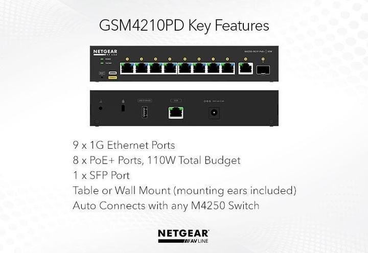 Actual product image Netgear M4250-9G1F-PoE+ (10 Ports)