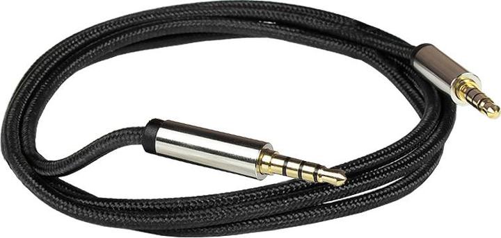 Actual product image Python Audio connection cable High-Quality, 4-pin 3.5 mm jack plug on both sides, textile jacket, black (0.50 m, 3.5mm jack (AUX))