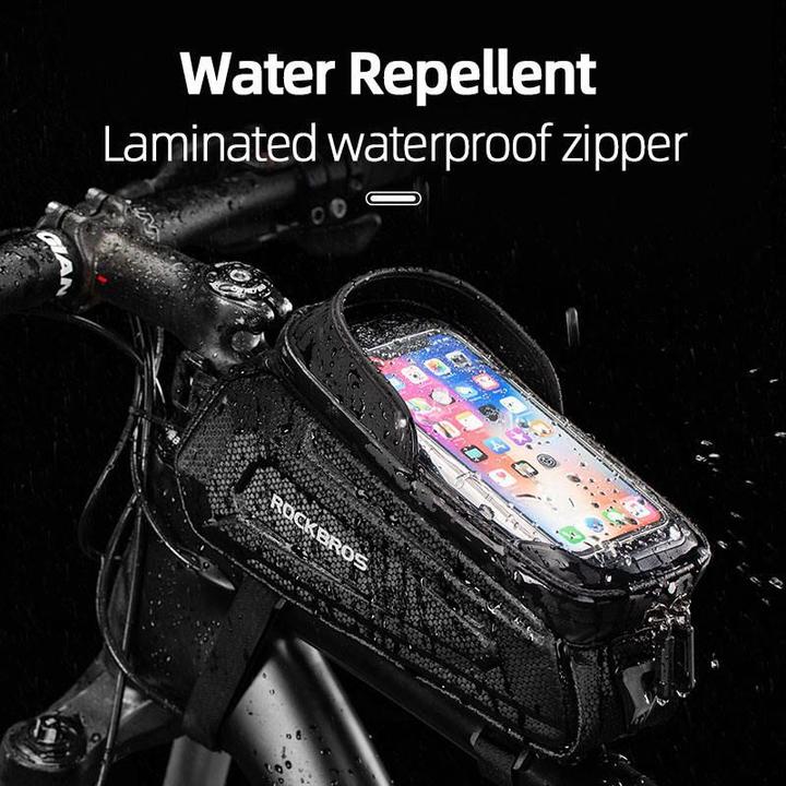 Actual product image Rockbros B68-1 armoured bicycle bag for phone 1.5l - black (1.70 l, Luggage carrier bag)